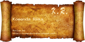 Komenda Réka névjegykártya